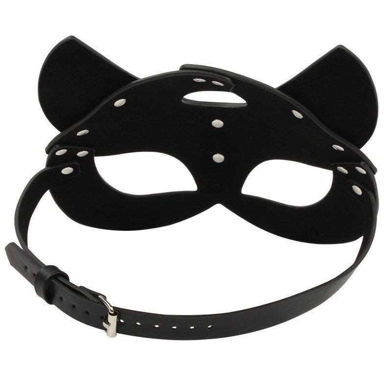 Sexy Leather Mask Cosplay Cat Ear Anime Accessories Women Bdsm Halloween Masquerade Carnival Party Masks Toys For Couples - 图片 4