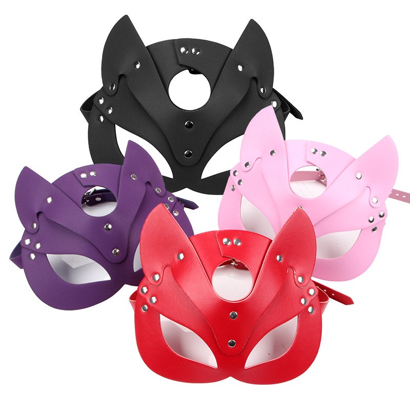Sexy Leather Mask Cosplay Cat Ear Anime Accessories Women Bdsm Halloween Masquerade Carnival Party Masks Toys For Couples - 图片 3